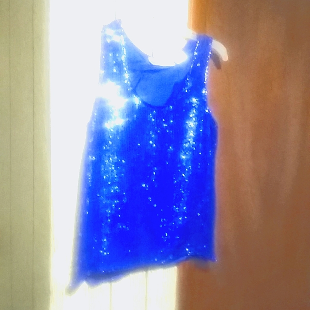 Royal blue beaded dressy top